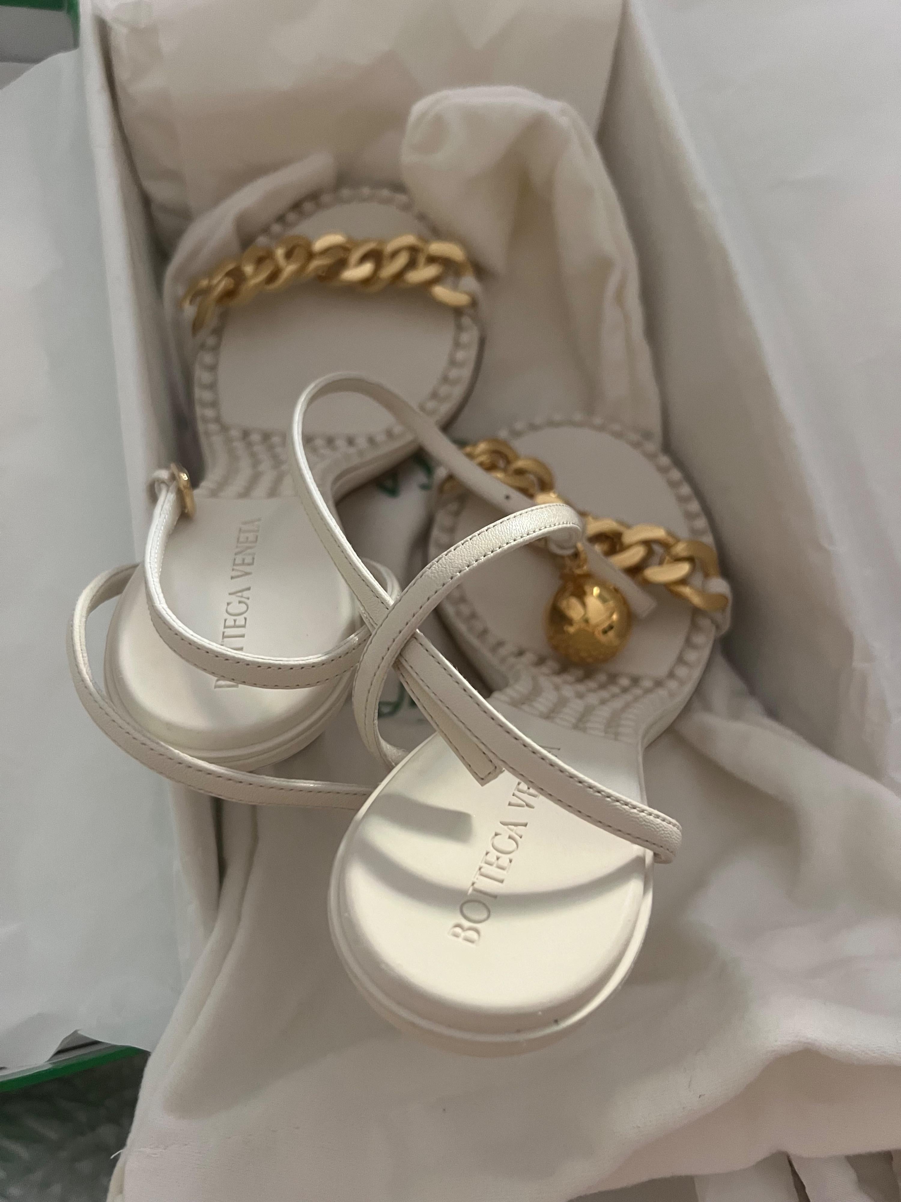 White Dot Chain Sandals