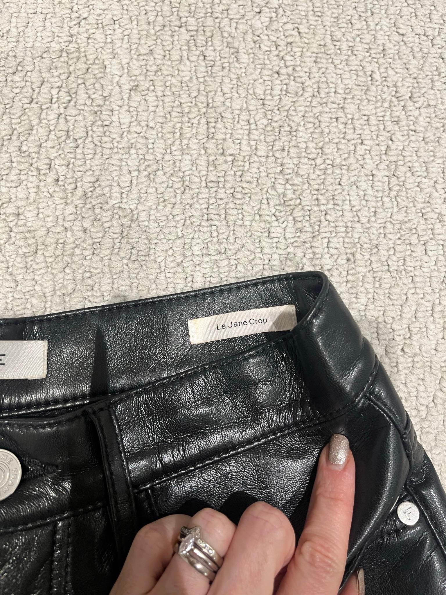 Frame Black Leather Le Jane Cropped Trousers