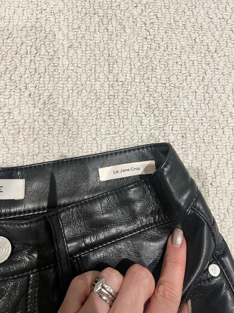 Frame Black Leather Le Jane Cropped Trousers