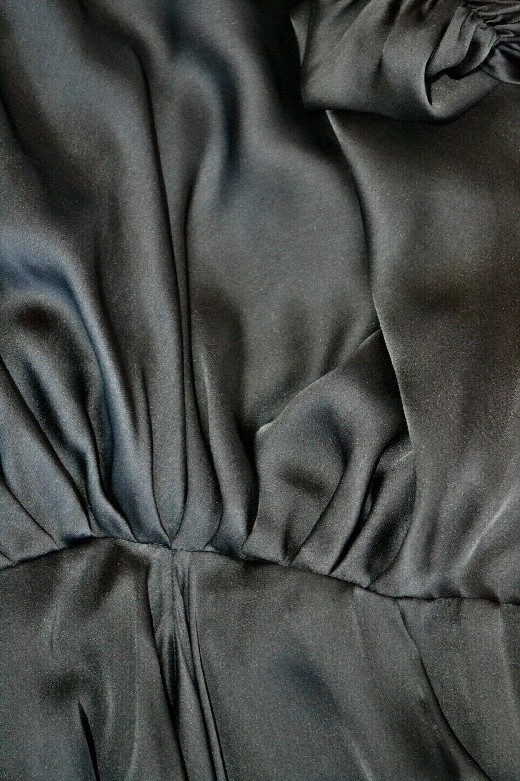 Olive silk satin draped dress