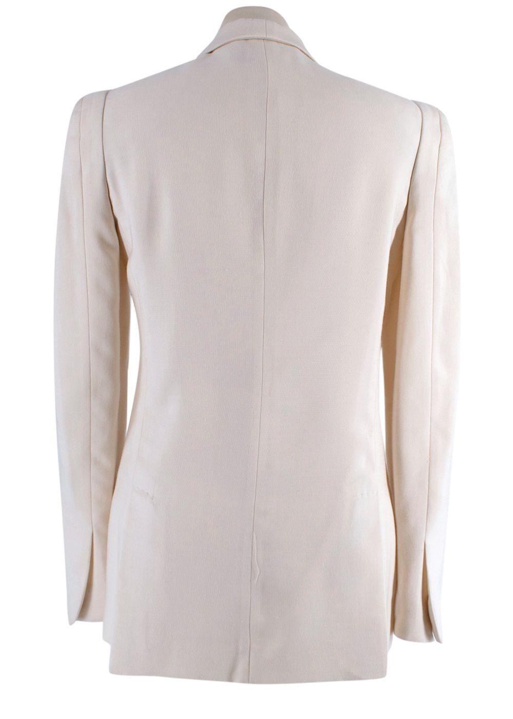 Cream Wool Blend Single Breasted Blazer