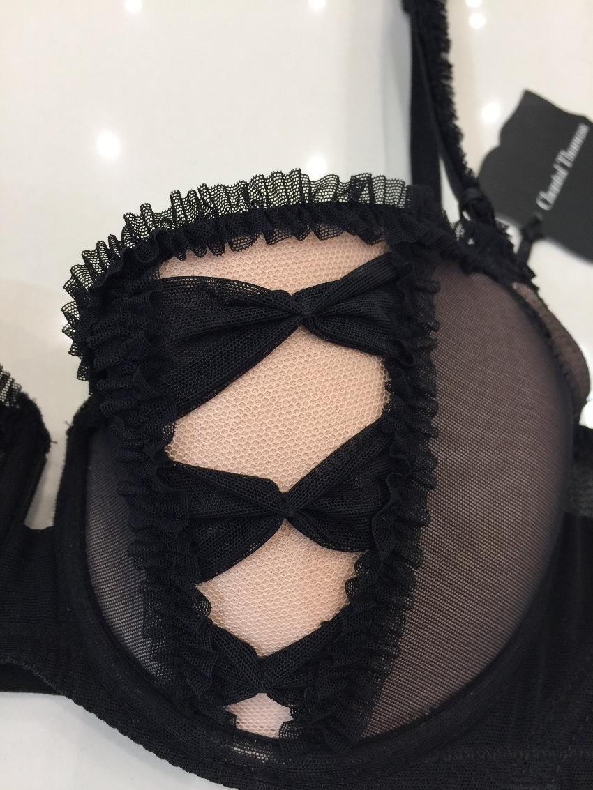 Chantal Thomass Couture Black Bow Pad Bra & Brief Set