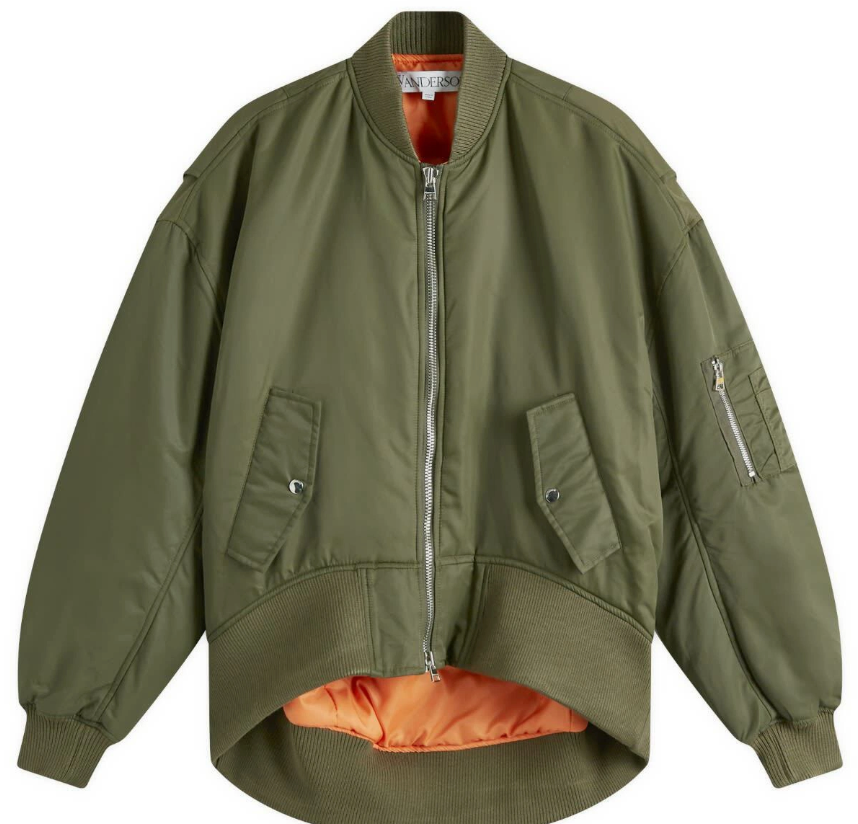Oversized Curved Hem Bomber Jacket