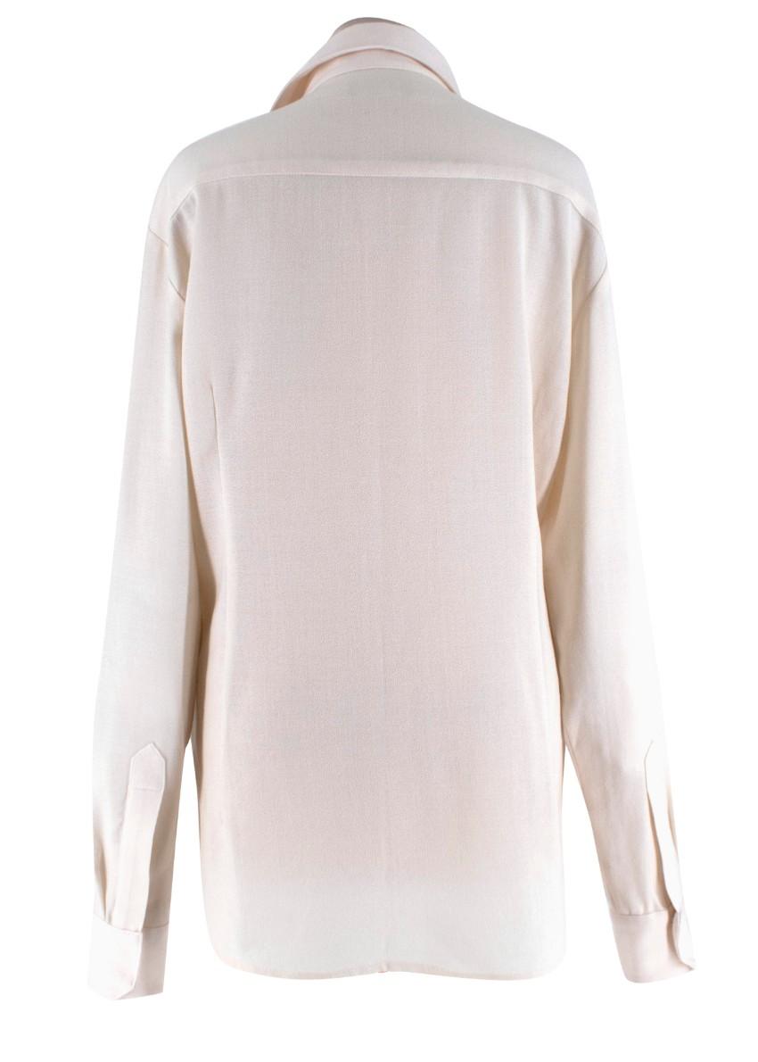 Baja East Cream Wool-Crepe Point Collar Blouse