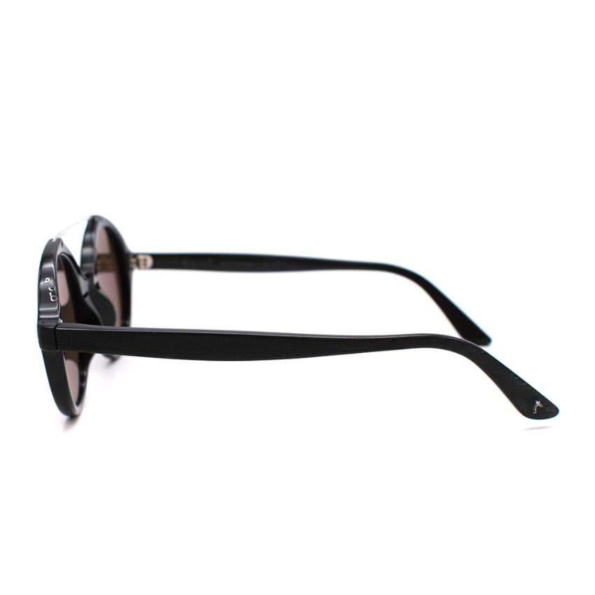Nuiit Black Textured Mirrored Round Nuuak Sunglasses