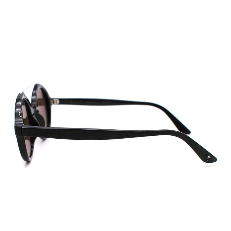 Nuiit Black Textured Mirrored Round Nuuak Sunglasses