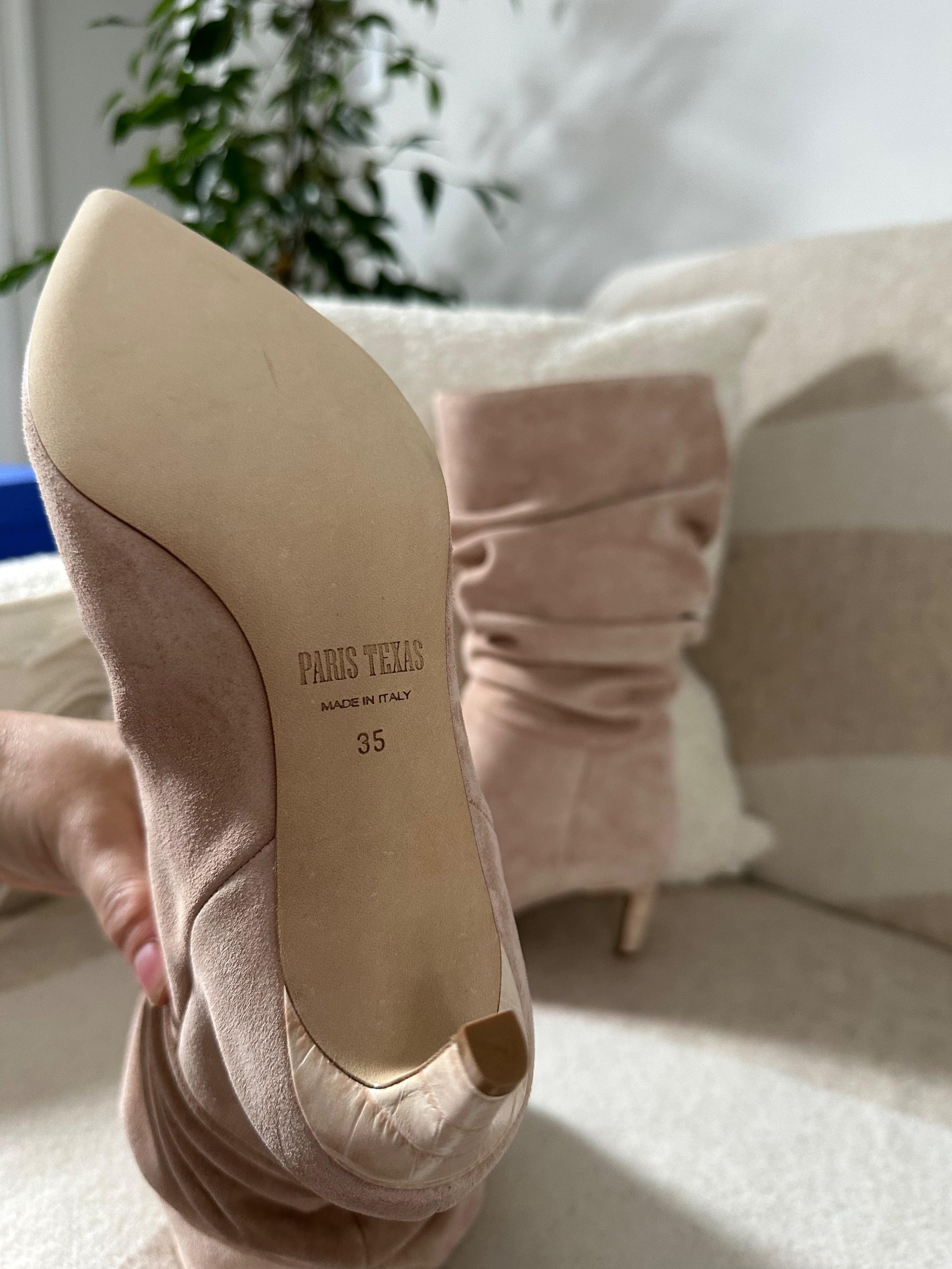 Slouchy Beige Suede Boots
