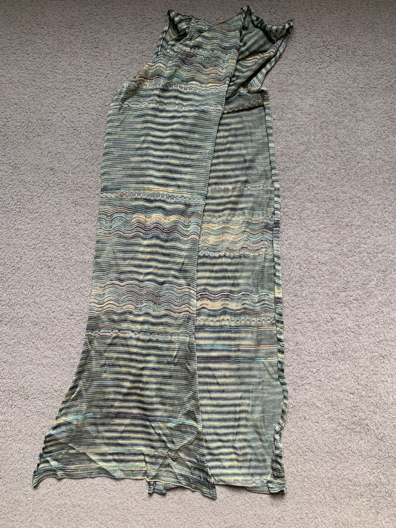 Blue & Green Zig-Zag Knit Scarf