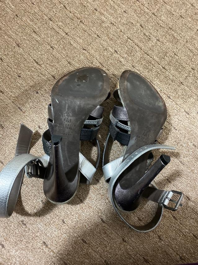 Brunello Cucinelli Strappy Metallic Sandals