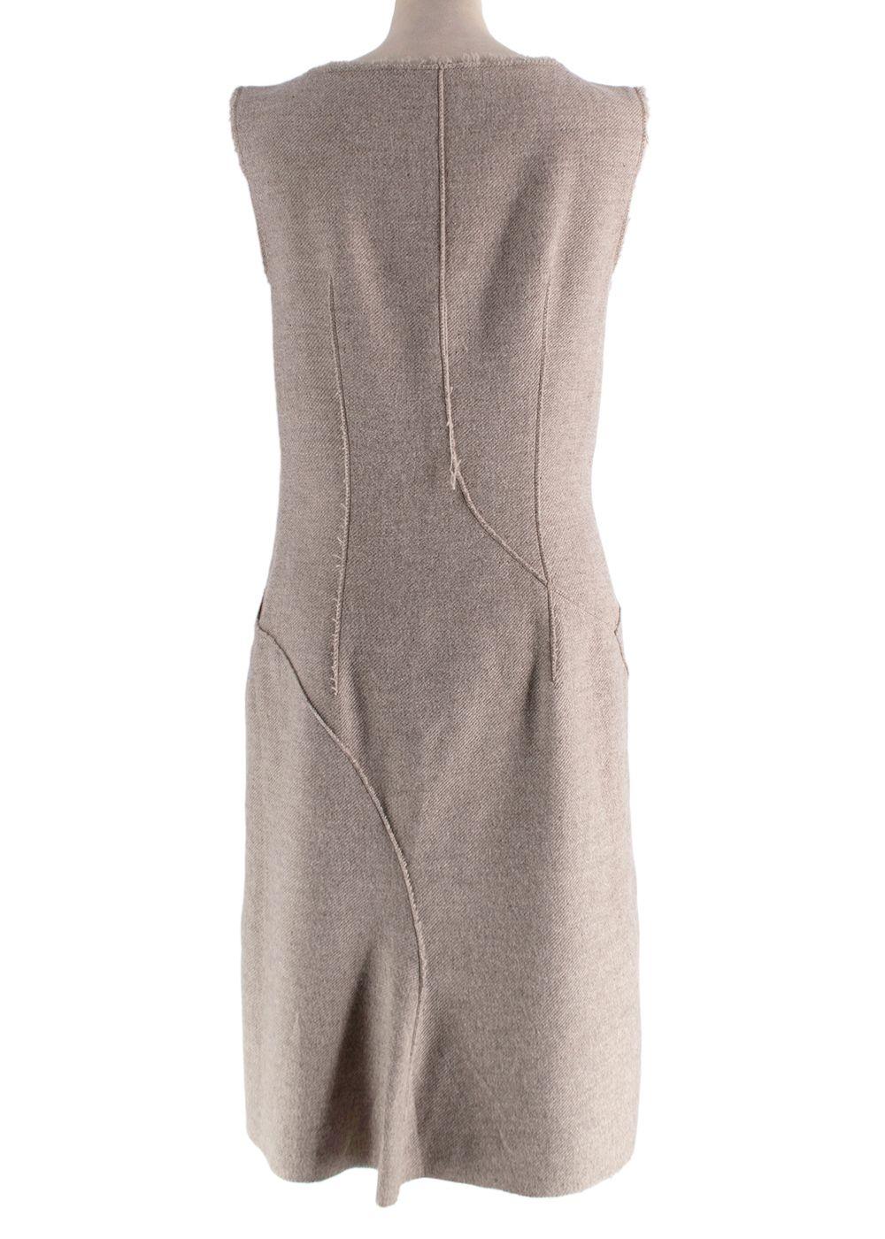Alberta Ferretti Taupe Wool Midi Dress