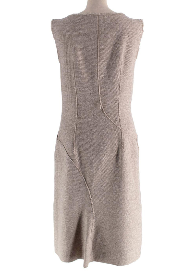 Alberta Ferretti Taupe Wool Midi Dress