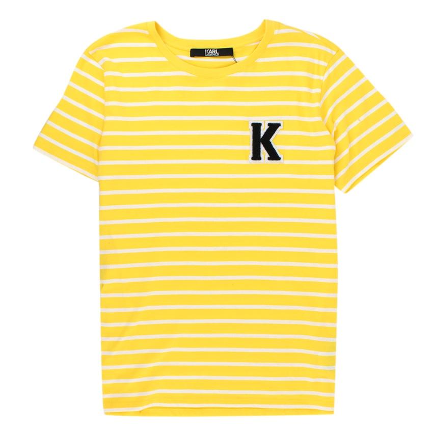 Karl Lagerfeld Yellow Cotton Striped Tshirt