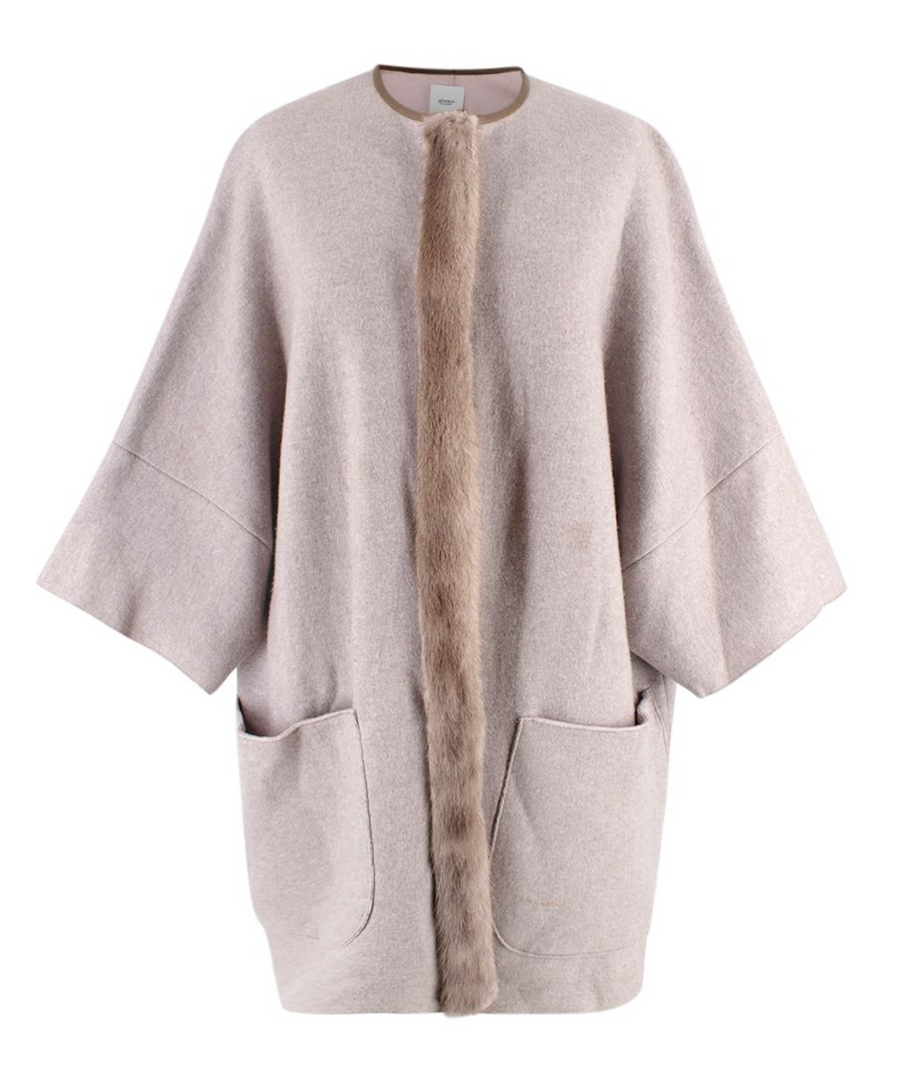 Agnona Iconic Mink-Trim Cashmere Cape