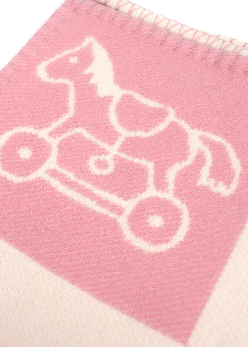 Hermes Pink Wool and Cashmere Adada Avalon Baby Blanket
