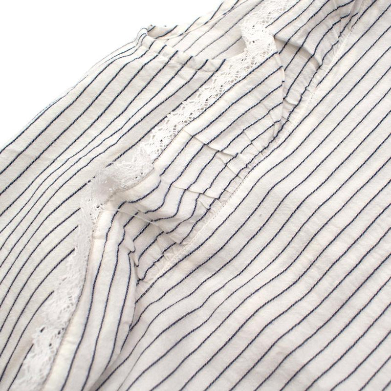 Bonpoint Blue Striped Ruffled Top