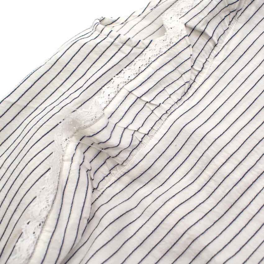 Bonpoint Blue Striped Ruffled Top