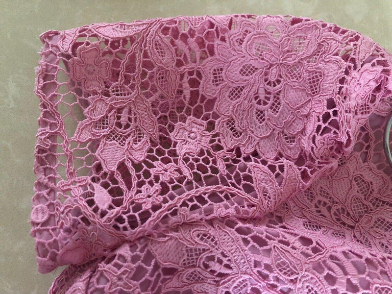 BNWT Self Portrait Pink Cord Lace Crossover Midi Dress UK 8
