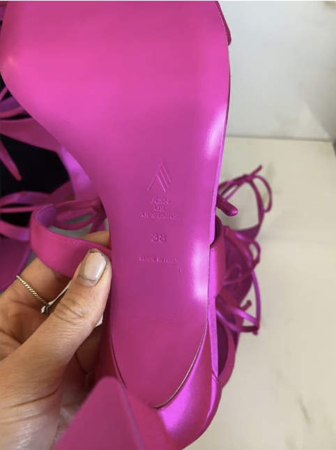 The Attico Pink Satin Aria Gladiator Sandal