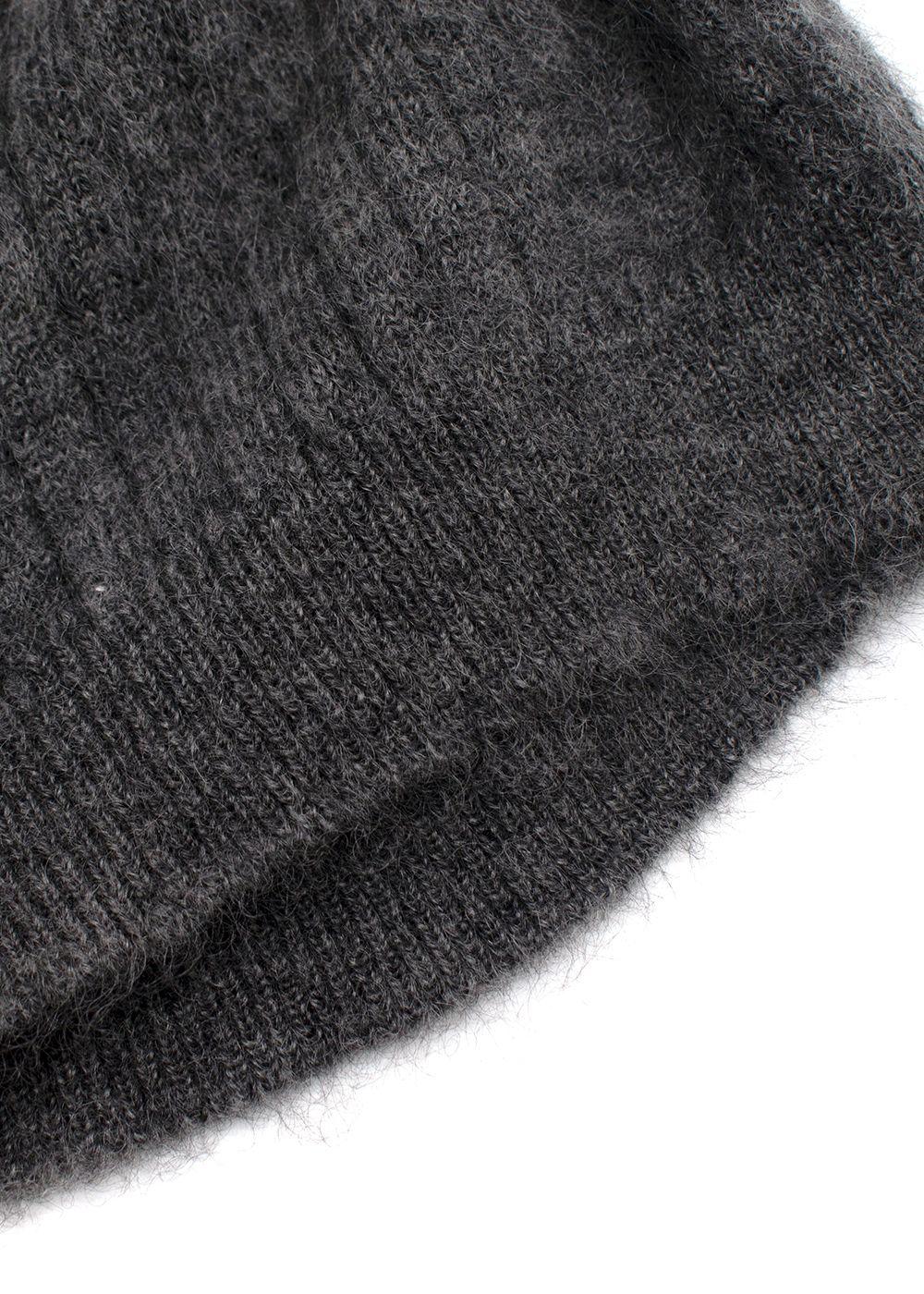 Alessandra Rich Grey Stud Mohair Blend V-Neck Sweater