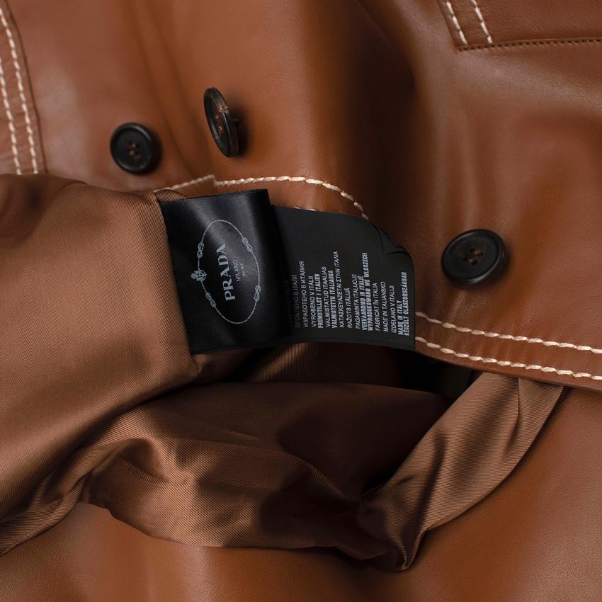 Prada Tan Topstich Leather Coat