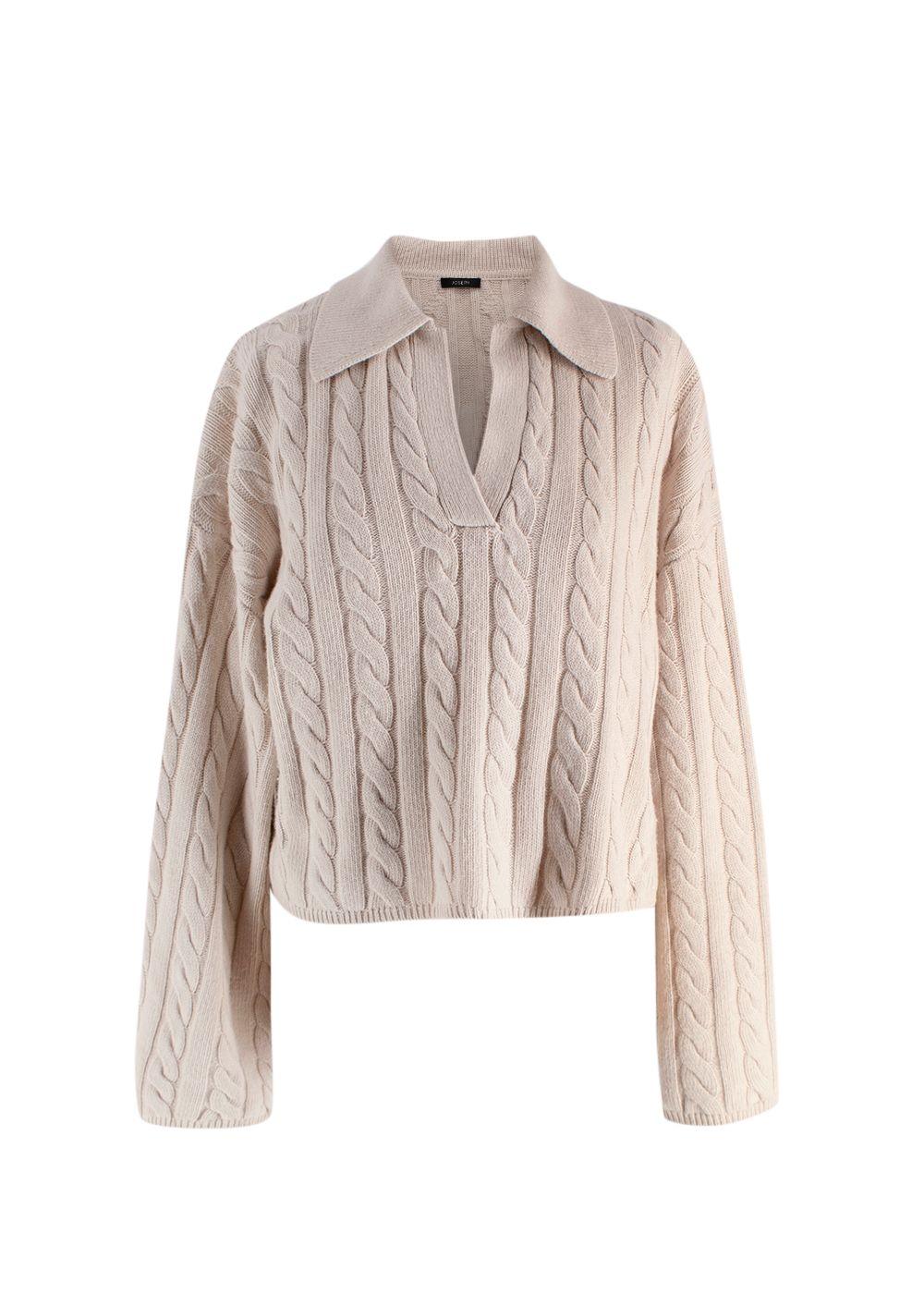 Light Cable Knit Polo Neck Jumper