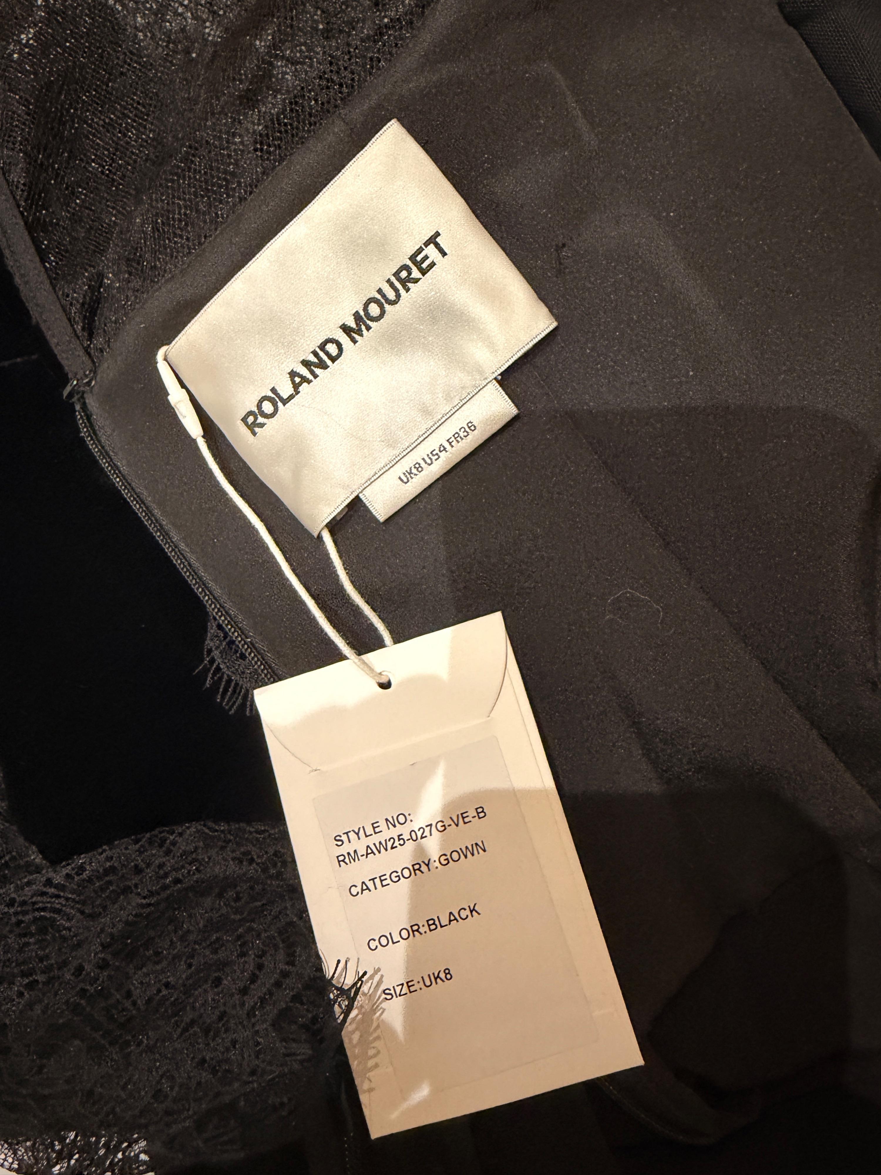 Roland Mouret Black Velvet Lace Detail Gown 2026