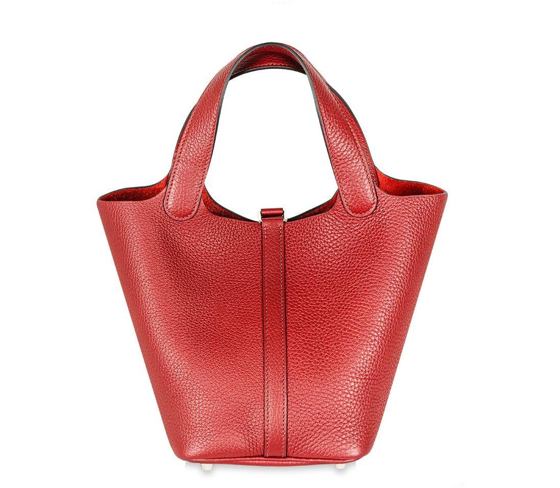 Hermes Picotin 18 in Rouge Grenat Clemence Leather with Palladium Hardware