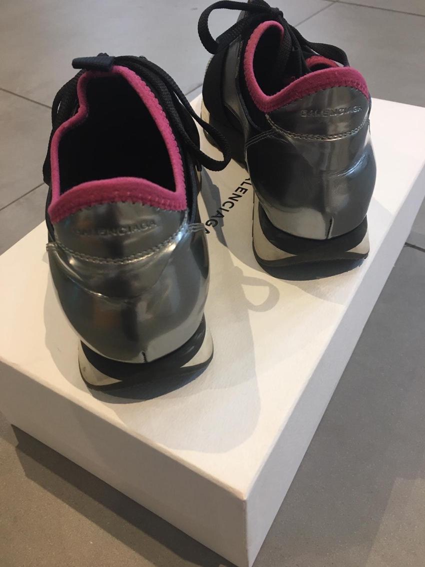 Balenciaga Black/Silver Race Runner Sneakers