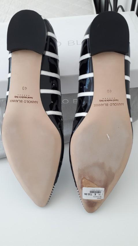 Manolo Blahnik Black & White Stripes Sinisa Flats