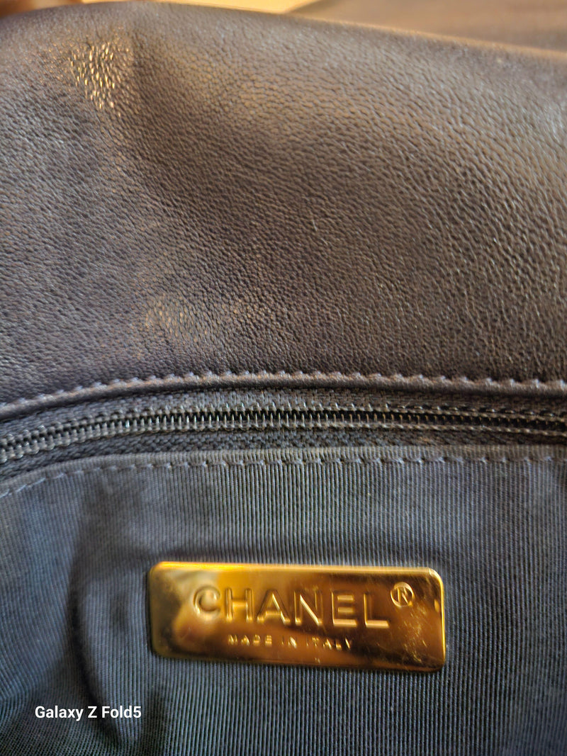 Chanel Navy Blue 19 Large Flap Bag