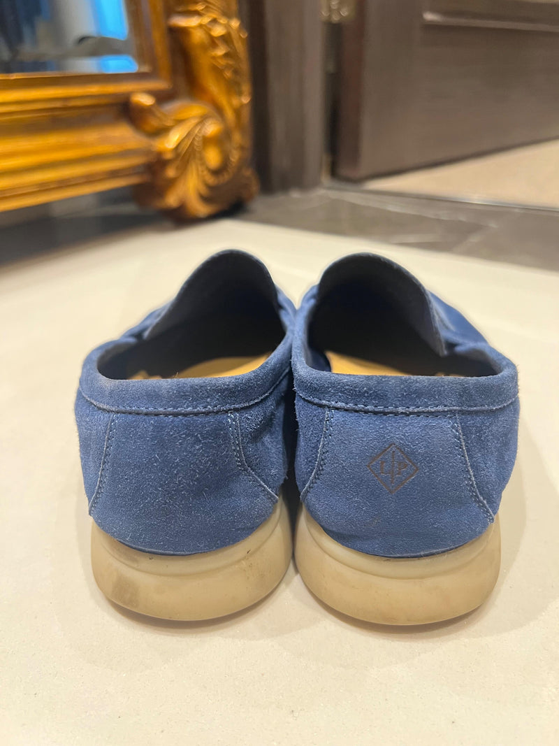 Loro Piana Blue Suede Summer Charms Walk Loafers
