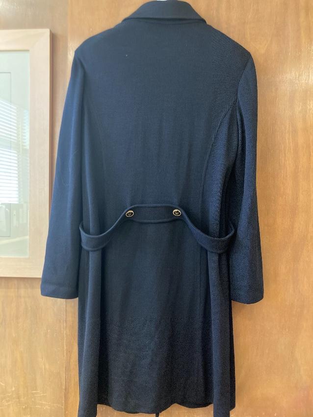 St John black 3/4 length gold SJ button detail coat