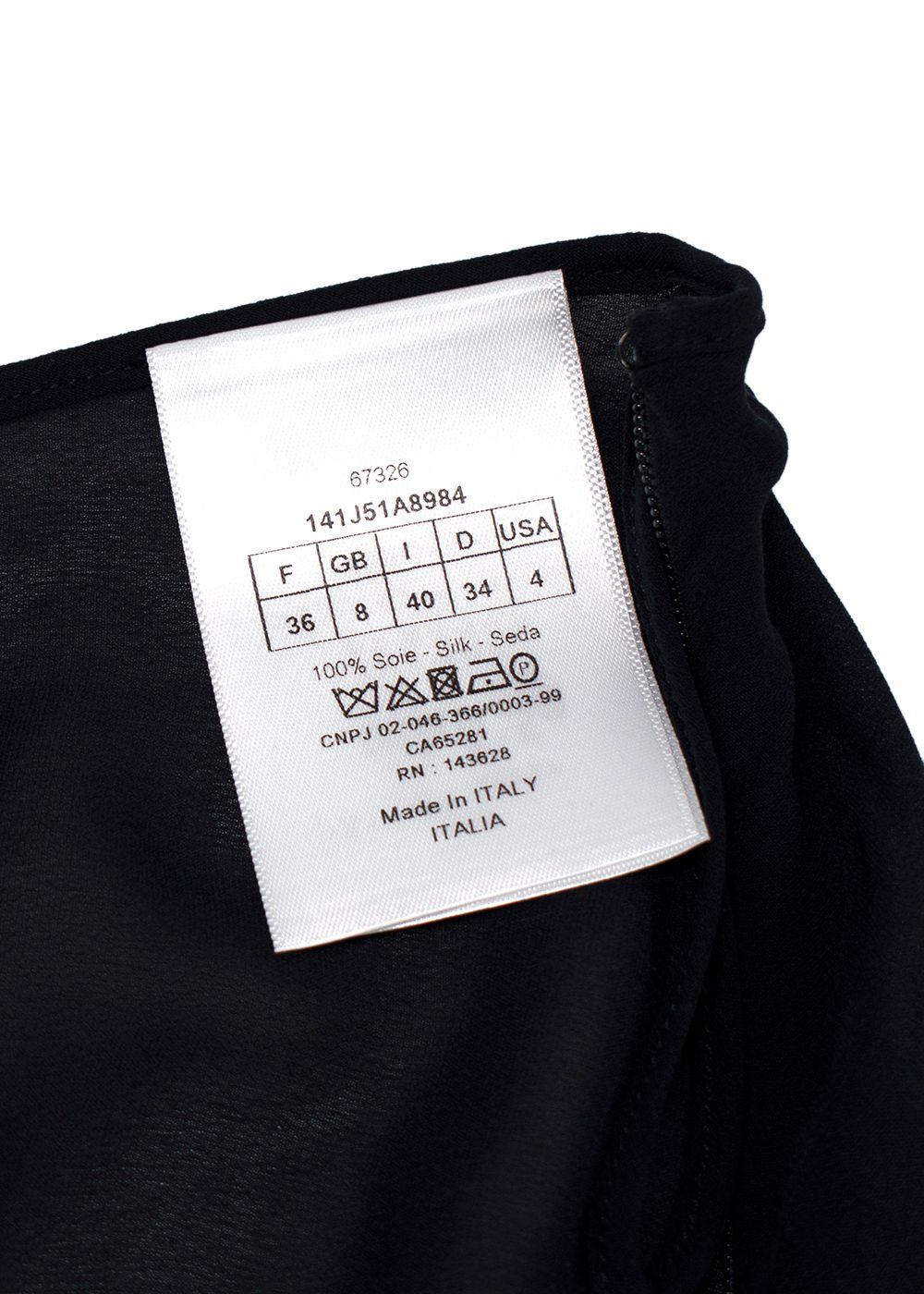 Dior Navy Cotton Blend Embroidered Midi Skirt