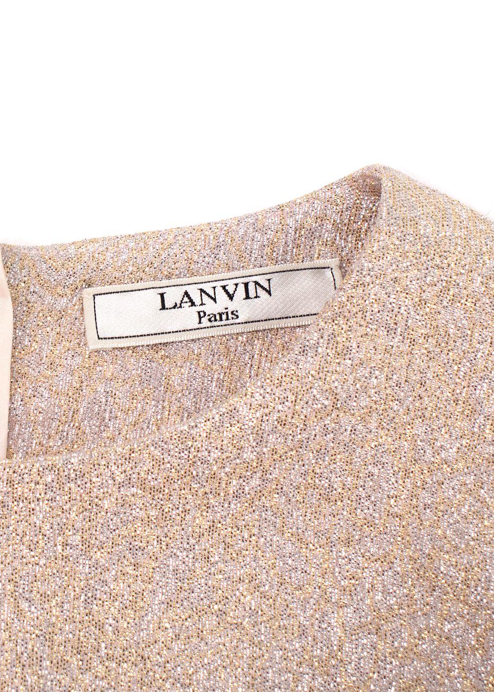 Lanvin Rose Gold Metallic Half Silk Blend Dress