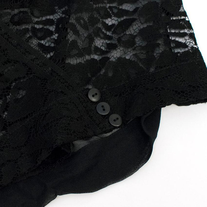 Preen By Thornton Bregazzi Black Sheer Plunge Lace Top