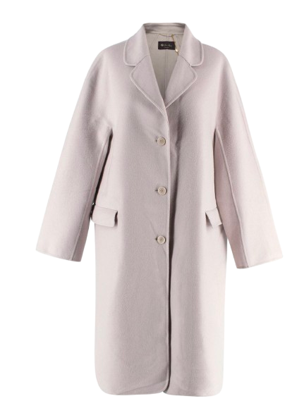 Loro Piana Grey Single Breasted Cashmere Coat