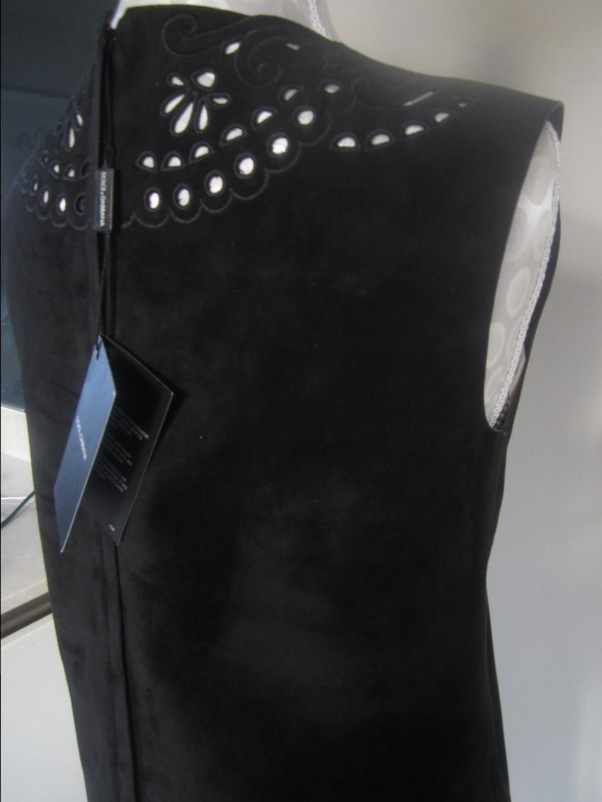 Dolce & Gabbana black suede shift tunic dress