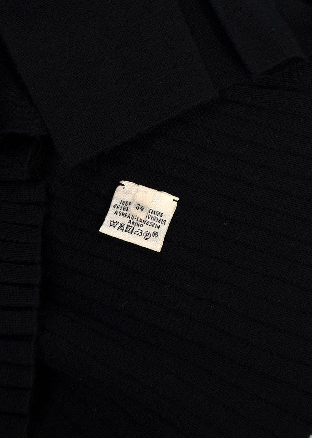 Hermes Black Cashmere Knit Pleated Dress