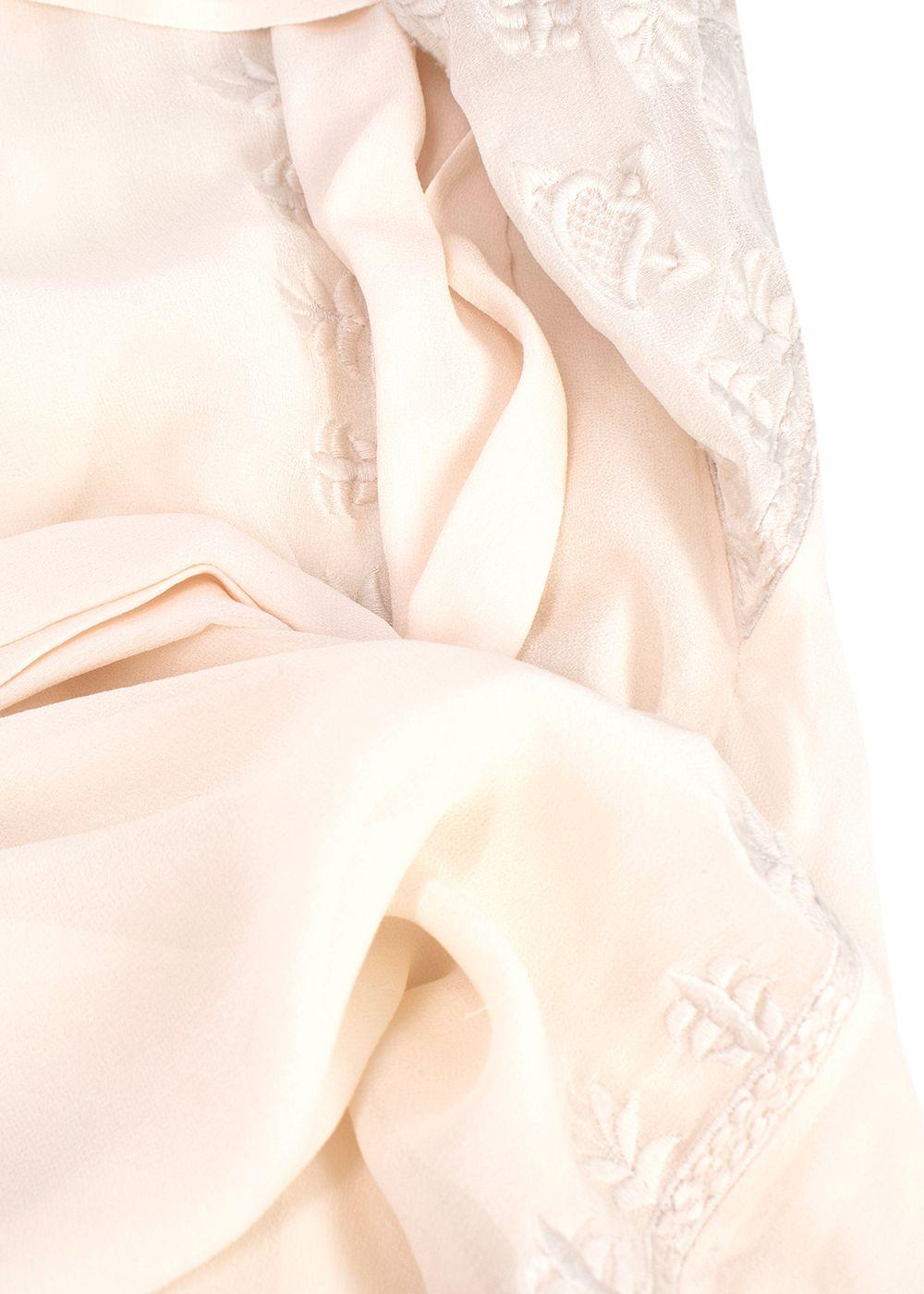 Figue Cream Silk Embroidered Belted Dress