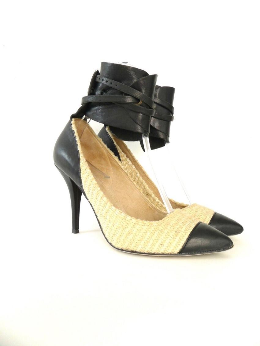 Isabel Marant Gava cotton-raffia and leather pumps