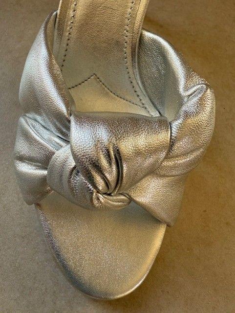 Miu Miu Silver Calf Leather Sandals