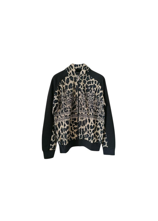 Leopard print cotton jersey hoodie