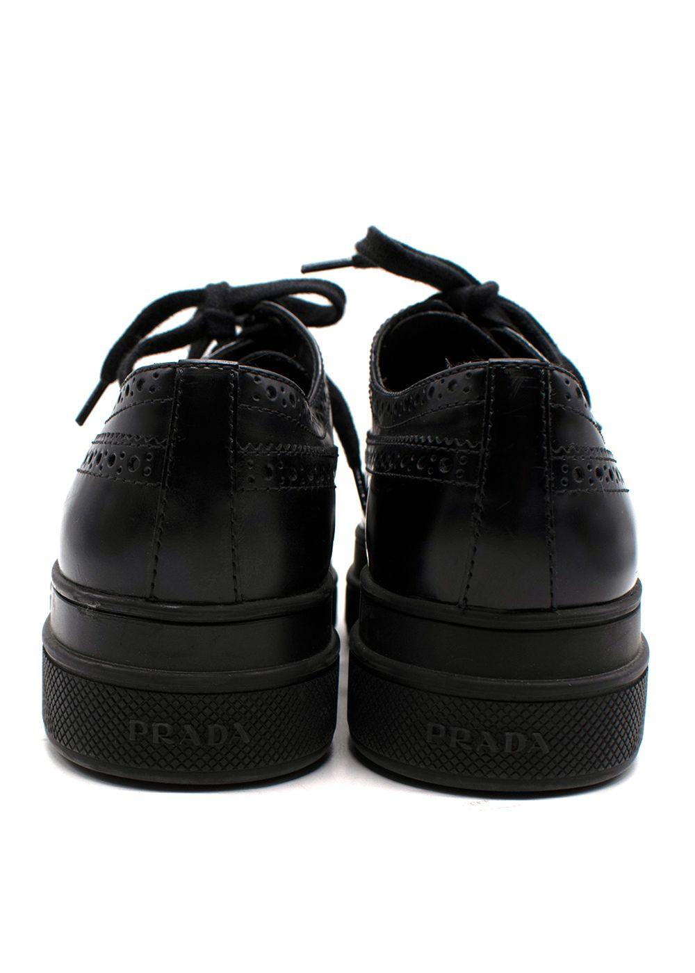 Prada Black Brushed Leather Derby Brogues