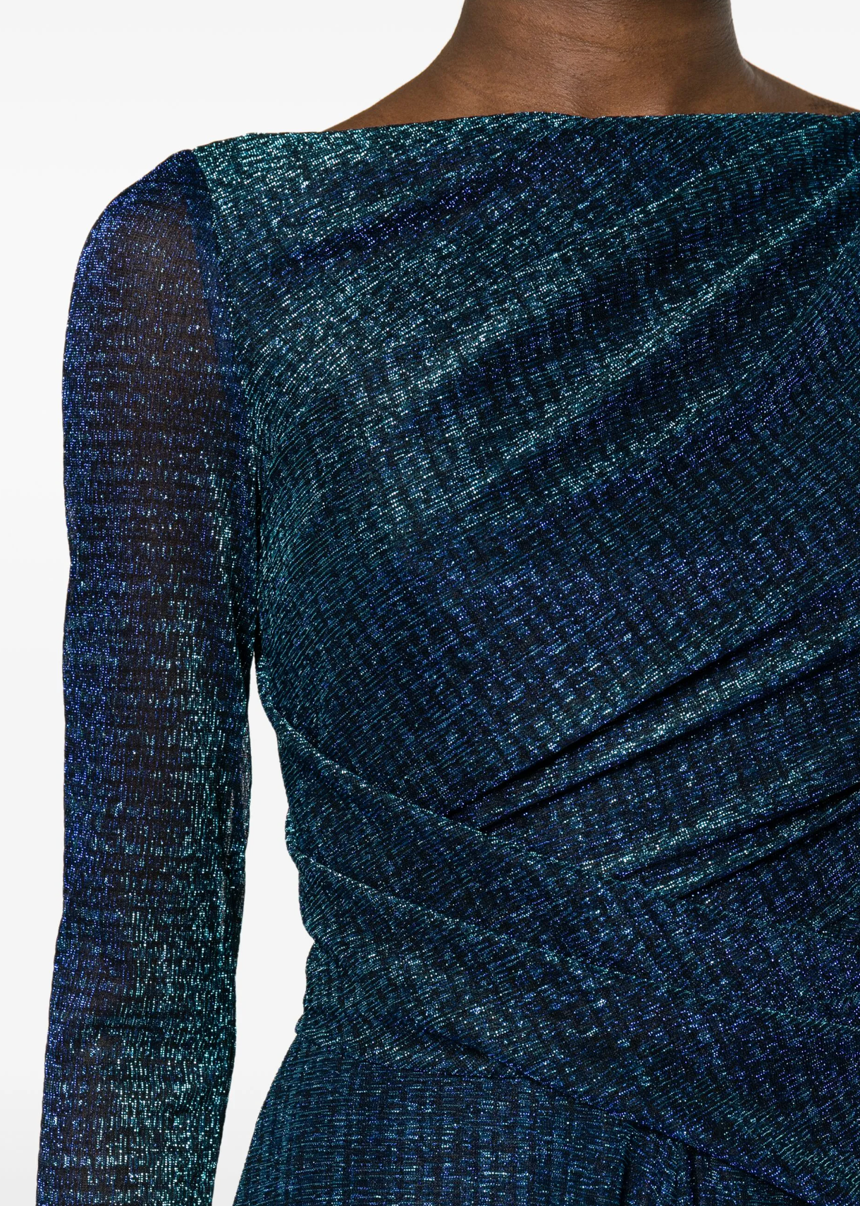 Talbot Runhof Metallic-Thread Draped Midi Dress