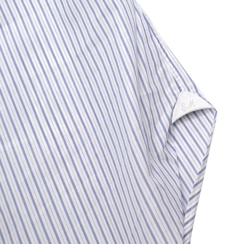 Emanuele Maffeis White & Blue Striped Cotton Tailored Shirt