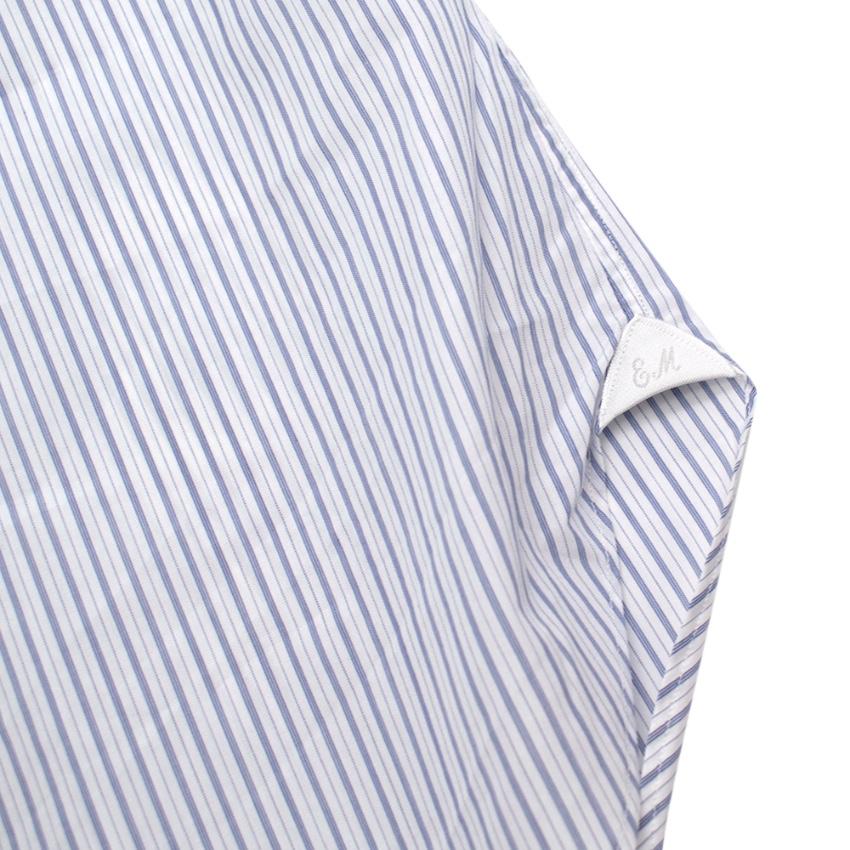 Emanuele Maffeis White & Blue Striped Cotton Tailored Shirt