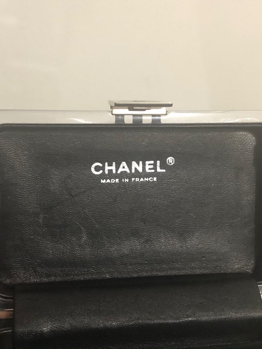 Chanel Black Limited Edition Perspex Logo Chain Clutch