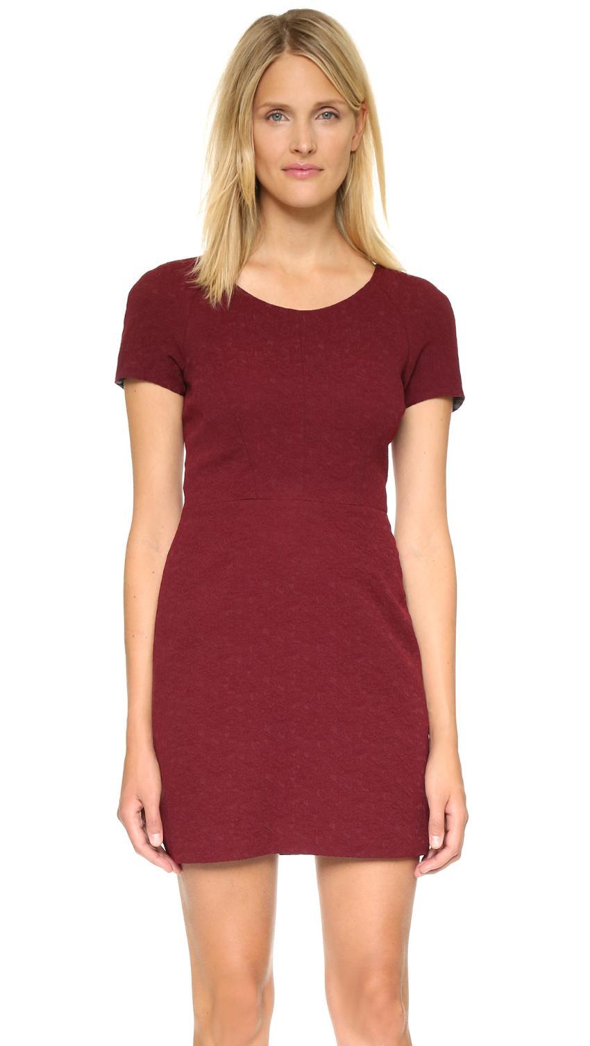 THE KOOPLES Burgundy Brocade Shift Dress