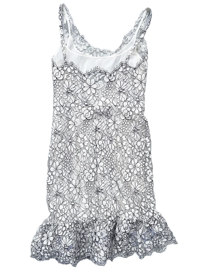White Floral Lace Frilled Dress