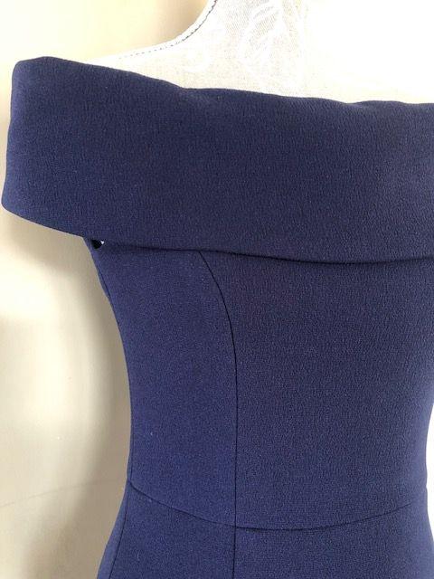 Rebecca Valance Navy Amore Bardot Midi Dress